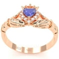 thumbnail image 5 of Claddagh Tanzanite Diamond Ring In Solid 14k Rose Gold, 5 of 6