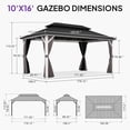 thumbnail image 2 of PURPLE LEAF 10' X 16' Outdoor Hardtop Gazebo Metal Double Roof White Aluminum Frame Heavy Duty Patio Gazebo with Curtain and Netting for Backyard and Garden, Grey, 2 of 9