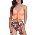 thumbnail image 4 of RYDCOT Women's Bikini Sets Two Piece Swimsuits High Waisted Ruffle Flounce Tummy Control Preppy Bathing Suit Bottoms 2024 Vacation Outfits, 4 of 8
