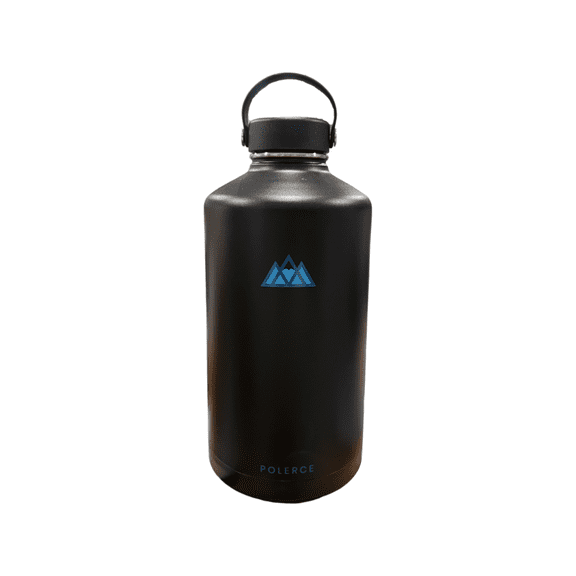 Vacuum Insulated Bottle - Stainless Steel Thermally Insulated Flask with Flex Cap - 128 Fl Oz - Black - by Polerce