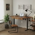 thumbnail image 2 of DESINO 55" × 24" Adjustable Height Electric Standing Desk with Double Drawer, Stand Up Home Office Desk with Splice Tabletop, Rustic Brown, 2 of 7