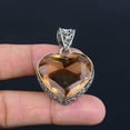 thumbnail image 2 of Morganite Heart Gemstone 925 Sterling Silver Jewelry Vintage Pendant 1.9" VJ 651, 2 of 4