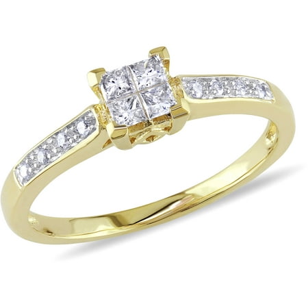 1/4 Carat T.W. Princess-Cut Diamond 10kt Yellow Gold Engagement