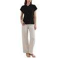 thumbnail image 2 of INSPIRE CHIC Cotton Linen Shirts for Women Button Down Short Sleeve Shirt Summer Casual Beach Blouses Tops M Black, 2 of 6