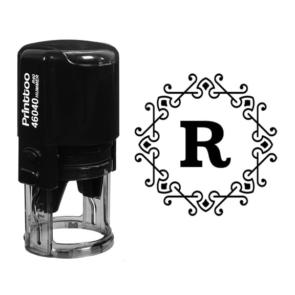Printtoo Self Inking Octagon Celtic Swirl Frame R Alphabet Monogram R-40 Rubber Stamp Office Stationary-Black