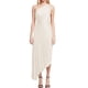 thumbnail image 2 of Vestido de noche de satén con un hombro descubierto, volantes y aberturas, cintura plisada en color liso, para fiestas y bodas, XS-XL, 2 of 4
