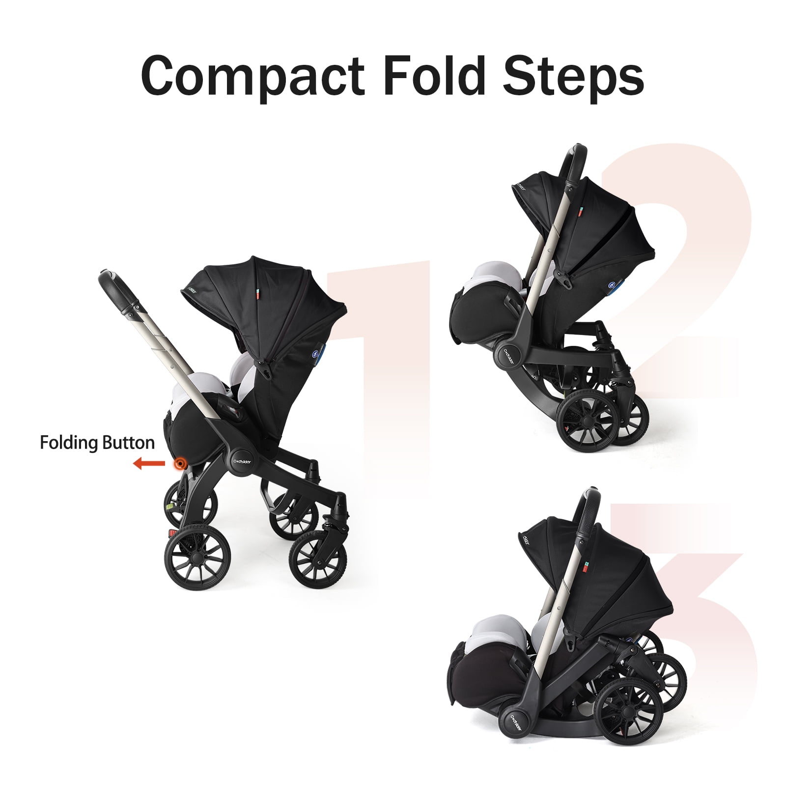 Cochildor Citi 2.0 Pro Baby Stroller, Rear-Facing Stroller with 3 Modes, Adjustable Handle & Extendable Seat Panel, Black