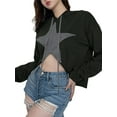 thumbnail image 6 of SAYOO Women Hoodie, Long Sleeve Star Patchwork Irregular Hem Sweatshirt Tops for Street Casual, 6 of 8