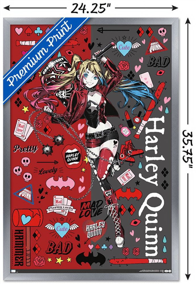 DC Comics - Harley Quinn Anime - Icons Wall Poster, 22.375" x 34", Framed