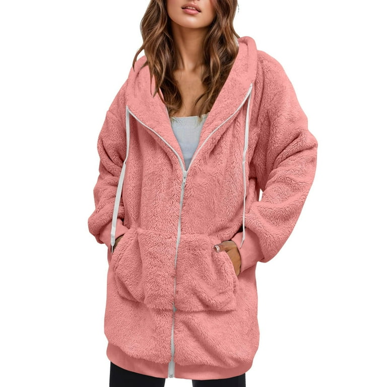 RYDCOT Women's Fleece Jackets Fuzzy Sherpa Hoodies Zip Up Coats