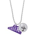 thumbnail image 1 of Delight Jewelry Acrylic 1.25" Purple Cheer Megaphone Silvertone Script Initial Disc - H - Charm Necklace, 20"+3", 1 of 4