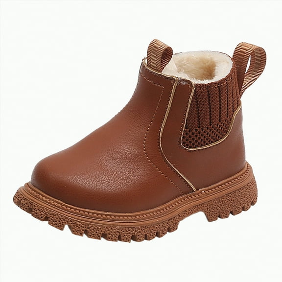 Linfrsh Ankle Boots for Girls Girls Ankle Boots Low Heels Short Booties with Side Zipper for Toddler/Little Kid/Big Kid Brown,10.5