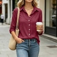 thumbnail image 5 of CBASIHI Womens Cotton Linen Button Down Shirts- Loose Fit Casual Lightweight Long Sleeve Collared Fall Tops Wine Size S-2XL, 5 of 9