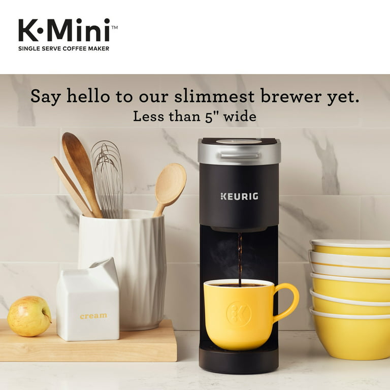 Keurig K-Mini - Cafetera de cápsulas K-Cup de una sola porción (negro) con  tazas de limpieza (5 tazas) (2 artículos)