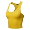 thumbnail image 2 of A2Y Women's Basic Cotton Casual Scoop Neck Cropped Racerback Tank Tops Yellow L, 2 of 5