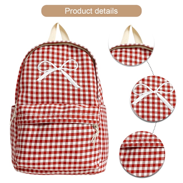 Mochila A Cuadros Con Lazo Likrtyny para Mujer Rojo