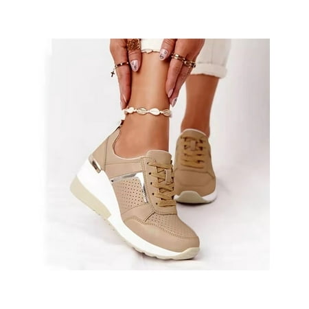 

Audeban Womens Sport Sneakers Wedge Heels Sneakers Casual Lace Up Loafers Platform Shoes