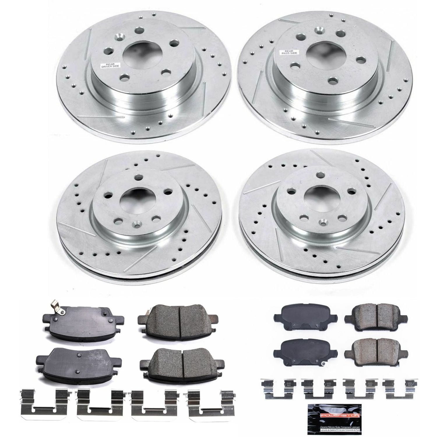PowerStop Front and Rear Z23 Evolution Sport Carbon-Fiber Ceramic Brake Pad and Drilled & Slotted Rotor Kit Fits: CHEVROLET Select Models K7907