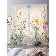 thumbnail image 3 of Watercolor Spring Floral Sheer Curtains 96 Inch Length 2 Panels Set, Vintage Flowers Botanical Voile Window Treatment Semi Sheer Long Curtains Drapes for Bedroom/Living Room/Kitchen 52"x96"x2, 3 of 7