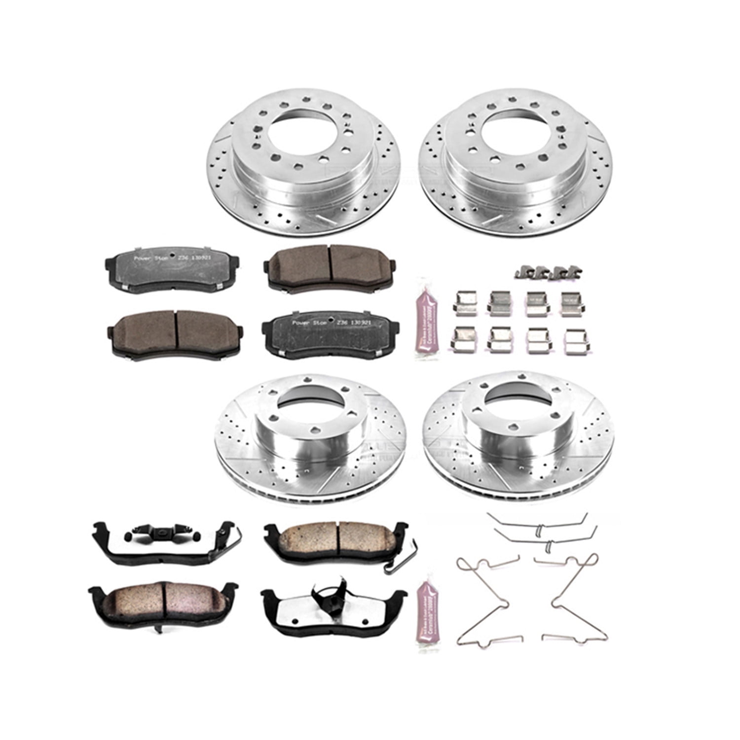 PowerStop Front and Rear Z36 Truck & Tow Carbon-Fiber Ceramic Brake Pad and Drilled and Slotted Rotor Kit Fits: TOYOTA Select Models K2756-36