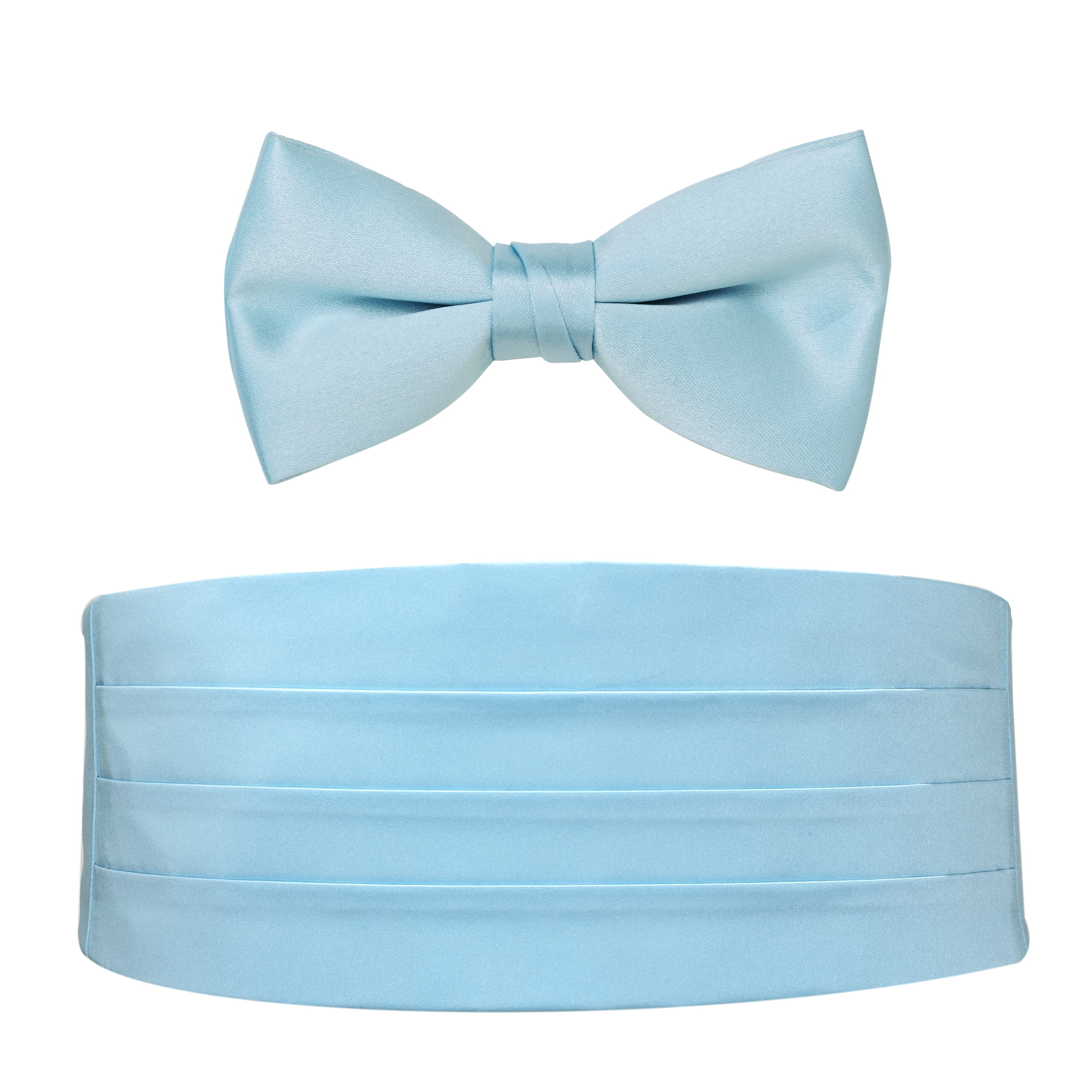 Light Blue Satin Bow Tie & Cummerbund Set