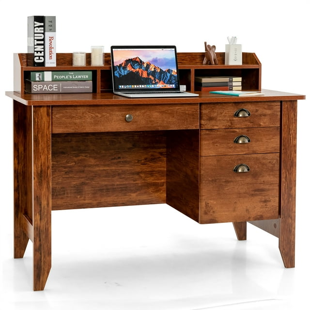 Costway Bureau d'Ordinateur PC Portable Table d'Écriture Poste de Travail Étudiant Meuble Rustique