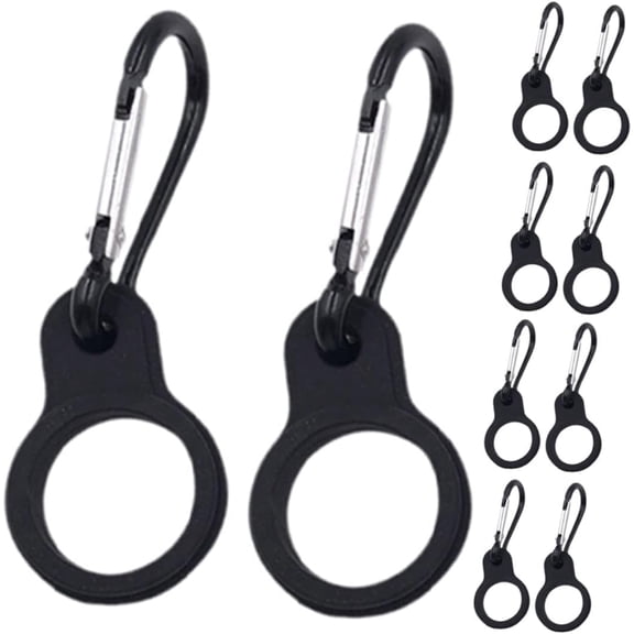 10pcs Silicone Water Bottle Holder with Keychain Ring and Buckle, Adjustable Drink Holder Hook for Bag and Belt, Compact Travel Accessory