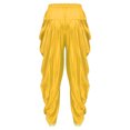 thumbnail image 4 of inhzoy Mens Satin Harem Pants Casual Elastic Waist Dhoti Pants Baggy Boho Hippie Wedding Party Kurta Yellow S, 4 of 5
