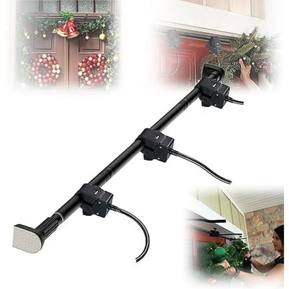 Garland Hanger for Front Door | Adjustable Fits 32"- 80" Doors | Heavy-Duty Christmas Halloween Decoration Holder for Wreaths, Lights & More | No Screws, Drilling, Glue-Damage-Free (32"-39")