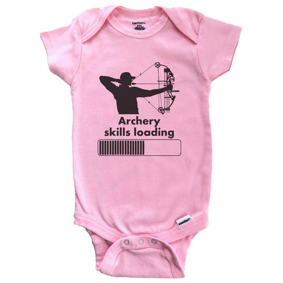 Archery Skills Loading Funny Bow Hunter Baby Bodysuit (Pink), 0-3 Months