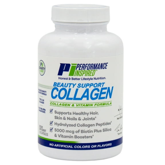 Performance Inspired Nutrition - Collagen Beauty Capsules - 5000mcg of Biotin - 200x Aloe Vera Concentrate - 120 Count