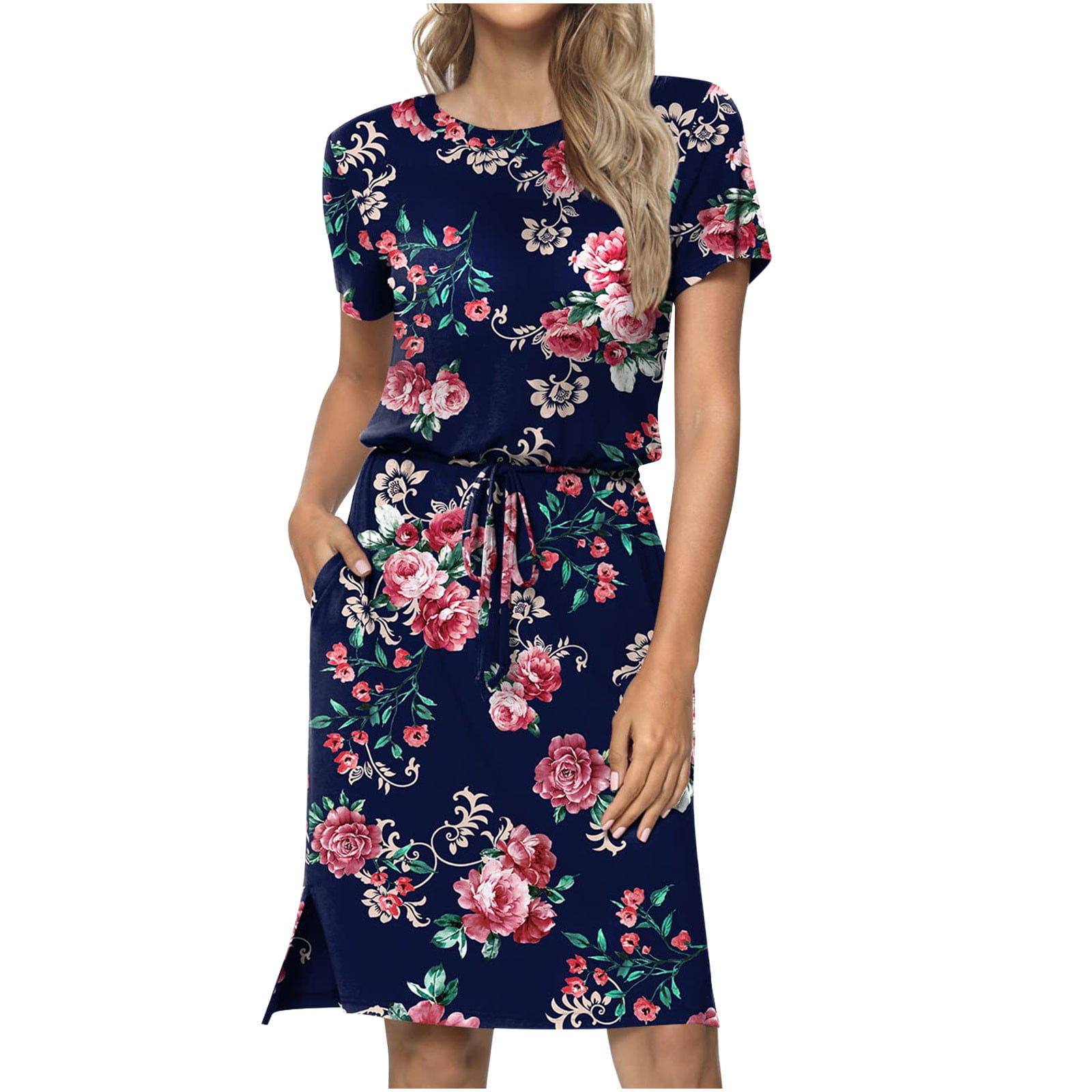jsaierl Summer Dresses for Women 2023 Vacation Print Dress Floral Short ...