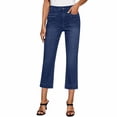 thumbnail image 2 of Women’s Capris Jeans Straight Leg Casual Cropped Denim Pants with Pockets Summer Daily Versatile Pants ,Dark Blue，M, 2 of 8