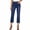 Dark Blue, variant on Women's Solid Color Straight Leg Denim Capri Pants High Waisted Slim Fit Jeans Trendy Casual Washed Jeans White