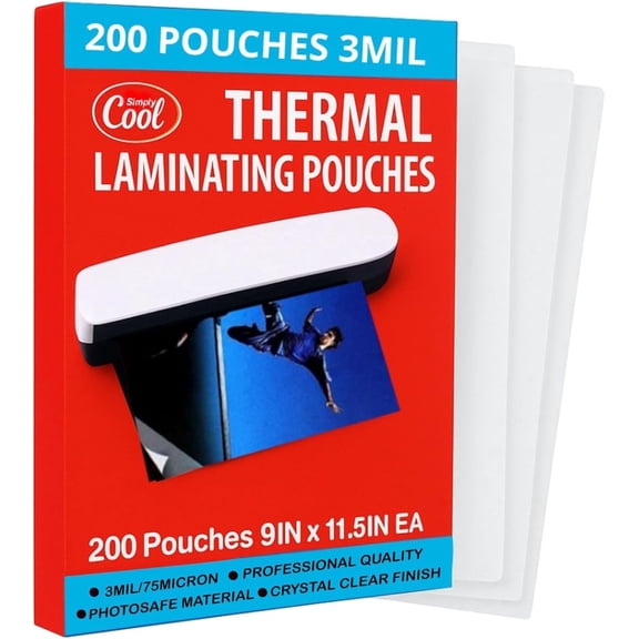 3MIL Thermal Laminating Pouches (200 Count) 9x11.5 inch Dry-Erase Friendly Sheets, Compatible with Laminators Crystal Clear Laminated Finish