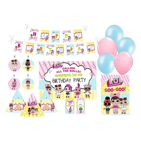 Lol Surprise Party Decoration Kit - 80 Pcs Includes Banner, Balloons, Thank You, Centerpiece, Danglers | Lol Surprise Party Supplies, Lol Surprise Birthday Decor - Birthday Banner For Girls, Kids
