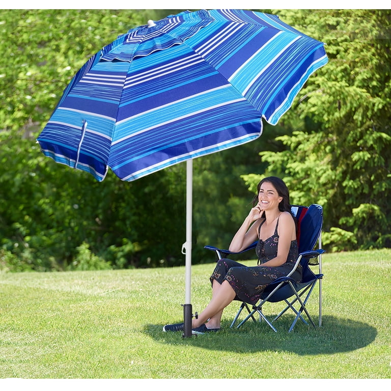 AMMSUN 6.5ft Heavy Duty Beach Umbrella with UPF50+ Protection photo 2