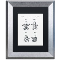 Trademark Fine Art "Lego Man Patent 1979 Page 2 White" Canvas Art by Claire Doherty, Black Matte, Silver Frame