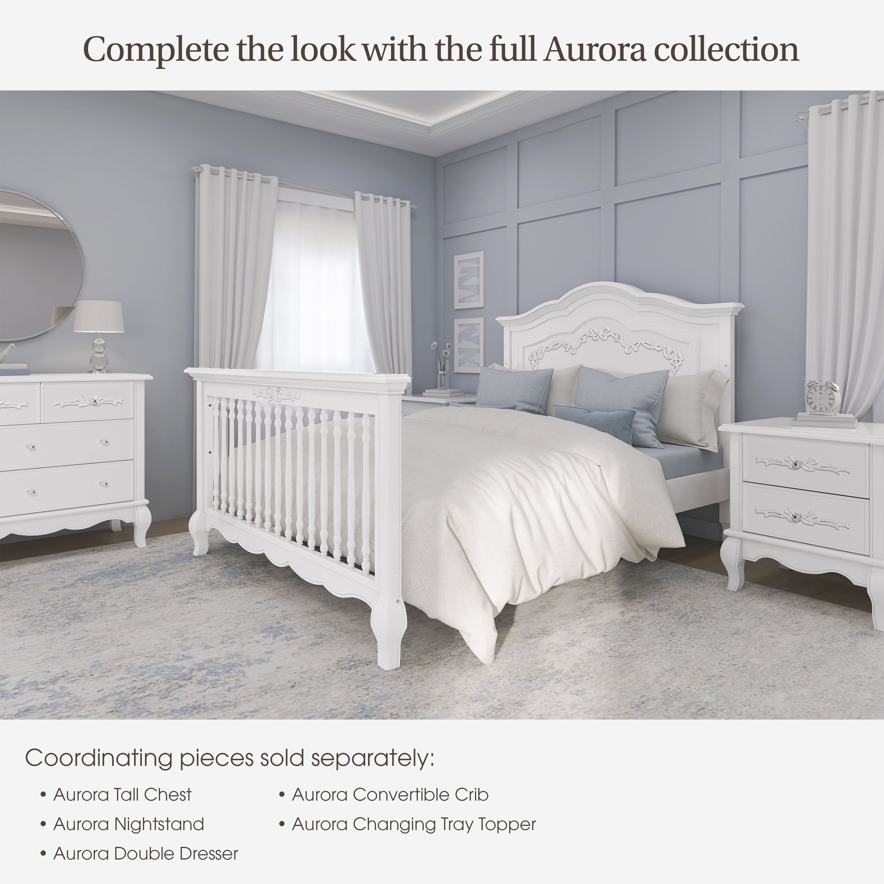 Evolur Convertible Full Size Solid Wood Bed Rail, Frost
