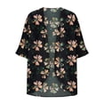 thumbnail image 5 of Cardigans for Women Kimono Cardigan Beach Cover ups Swimwear Floral Printed Lightweight Open Front Chiffon Kimonos Cardigan Puff Sleeve Loose Casual Summer Tops Black XL, 5 of 5