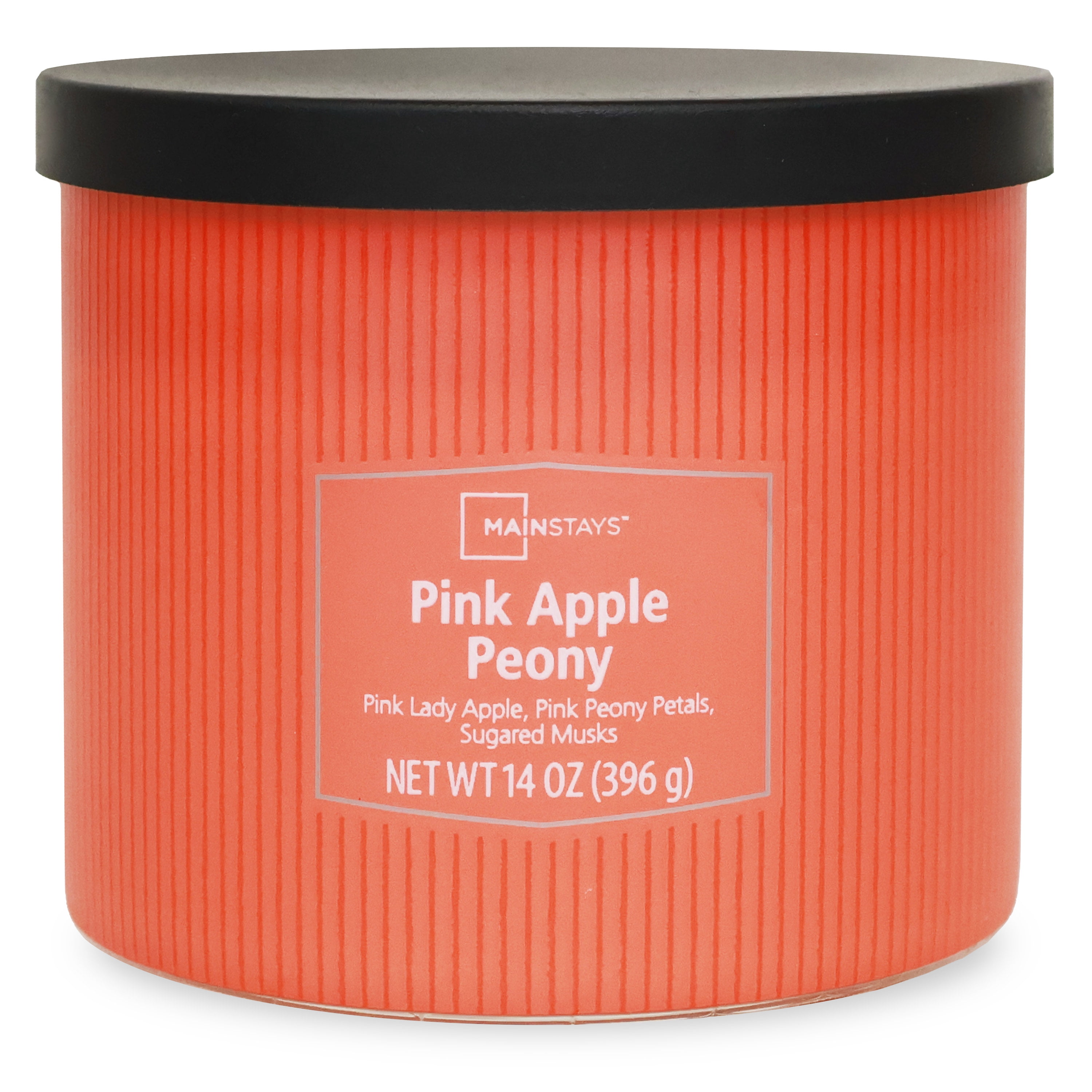 Mainstays Apple Peony Fragrance 3-Wick Textured Wrapped Jar Candle, 14 oz