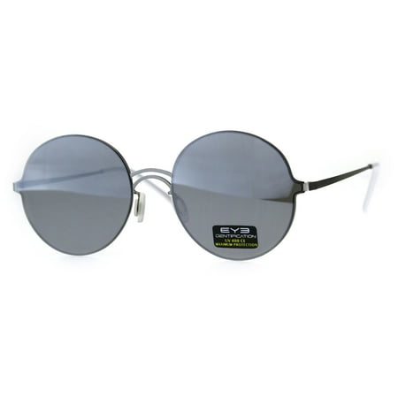 Mens Flat Panel Color Mirror Lens Round 90s Celebrity Sunglasses Silver Mirror