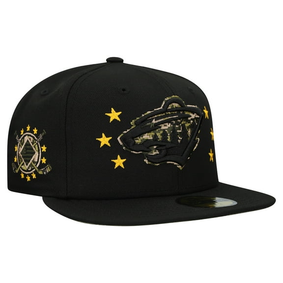 Men's New Era  Black Minnesota Wild Military Appreciation Digital Camo Stars 59FIFTY Fitted Hat