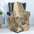 thumbnail image 4 of Jazz Music Soft Flannel Fleece Throw Blanket, Illustration of a Guitarist in an Old Street of New York Buildings Music Cityscape, Cozy Plush for Indoor and Outdoor Use, 60" x 80", Beige, by Ambesonne, 4 of 5