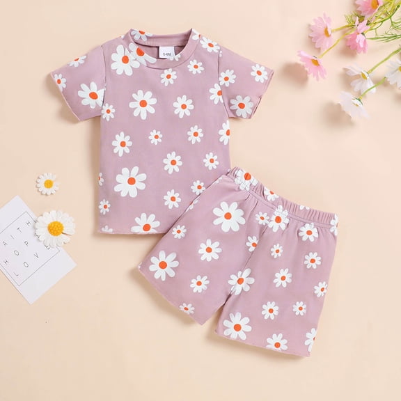ATOGUTA Girls Shorts Sets Summer Short Sleeve T-Shirt and Shorts Set Casual Two Pieces Outfit