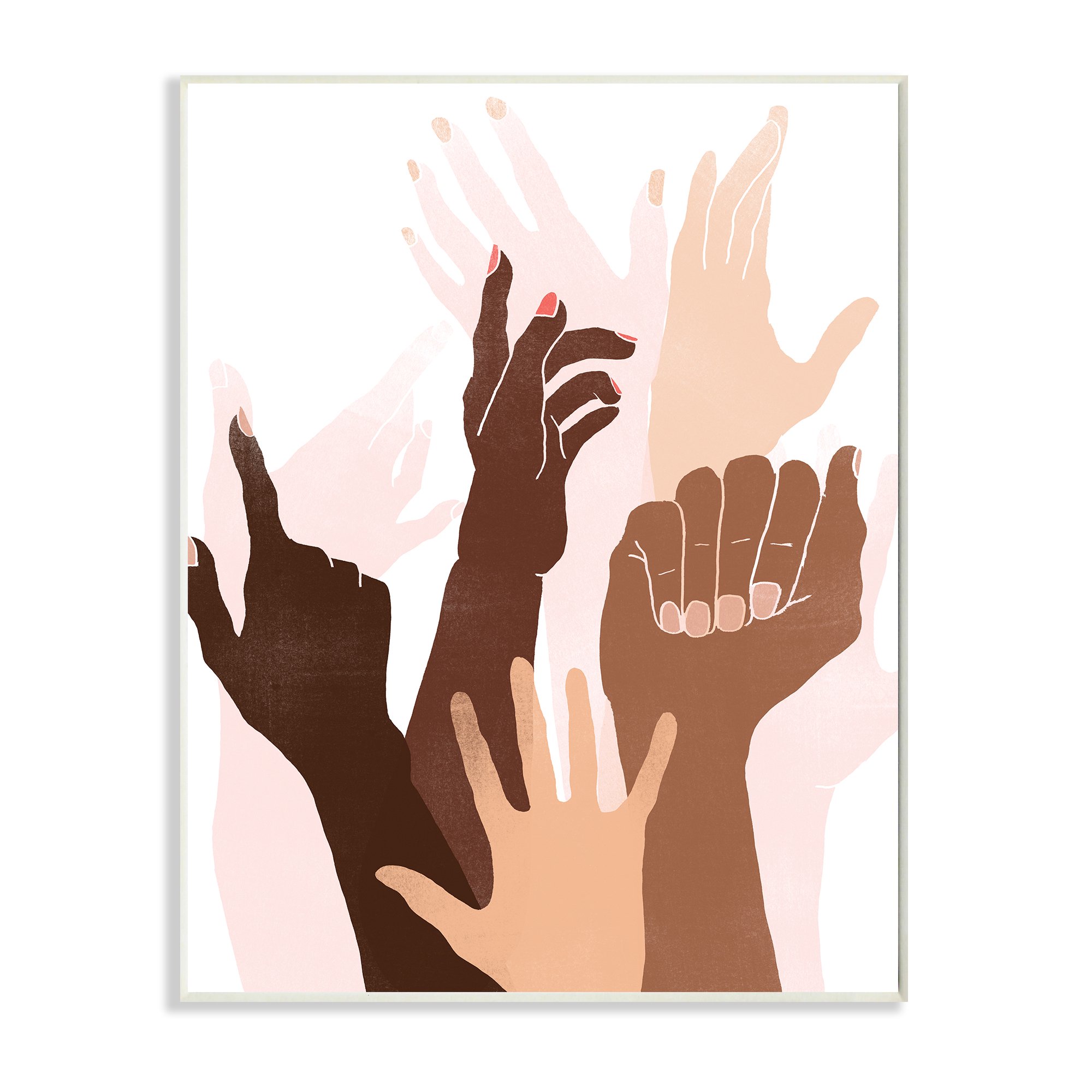 Stupell Industries Arms Reaching and Rising Diverse Hand Gestures Novelty Painting Unframed Art Print Wall Art 13 x 19