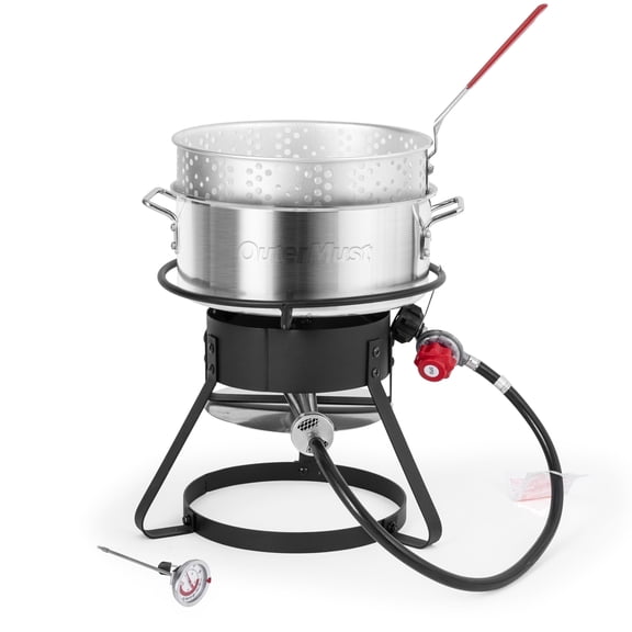 OuterMust 11 Qt Aluminum Outdoor Deep Fryer with Baskets, Propane, 58000 BTU