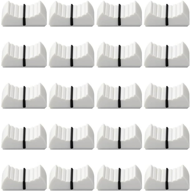 20 tapas de fader de mezclador de potenciómetro, botón plano, tapas deslizantes de consola de audio de plástico, perillas de fader de mezclador de consola, perillas de eje de repuesto planas