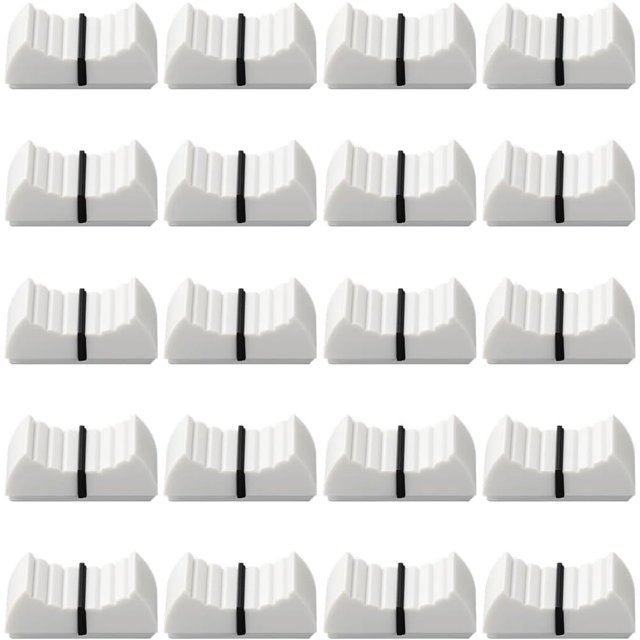 20 tapas de fader de mezclador de potenciómetro, botón plano, tapas deslizantes de consola de audio de plástico, perillas de fader de mezclador de consola, perillas de eje de repuesto planas