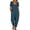 Blue, variant on JULMCOMO Jumpsuits for Women Scoop Neck Short Sleeve Button Down Casual Rompers Loose Fit Summer Harem Pants with Pockets Army Green 2XL